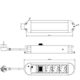 Bachmann PRIMO Steckdosenleiste 3x Schutzkontakt, Aluminium, mit Schalter 1,75 m schwarz - 330070