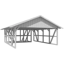SKANHOLZ Doppel-Carport 6,84 x 7,72 m weiß inkl. Abstellraum