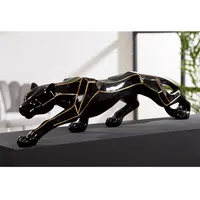 Gilde Figur Cheetah aus Kunstharz, glänzend metallische Optik, schwarz, 15x75x12 cm