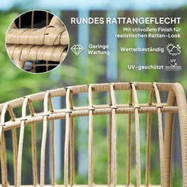 Outsunny Rattansessel Ei-Förmig 95 x 95 x 155 cm beige 1 St.
