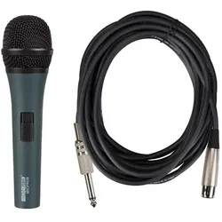 HQ Power Mikrofon, dynamisch, unidirektional, 4,5 m Kabel, mit Gehäuse, schwarz