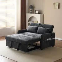 Schlafsofas, 2-Sitzer, mit verstellbarer Rückenlehne, USB-Anschluss, Telefonhalter, Schlaffunktion, Wohnzimmermöbel aus Chenille stoff – Grau