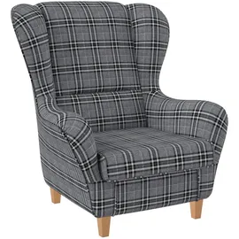 Supellex Ohrensessel Sofia Textil 92 x 68 x 95 cm Grau mit Hocker
