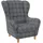 Supellex Ohrensessel Sofia Textil 92 x 68 x 95 cm Grau mit Hocker
