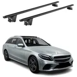 Aurilis OMAC Dachträger Aluminium TÜV geprüft für Mercedes C Klasse S205 2014-2021 – Für integrierte Dachreling – T Nut – Max 100 kg – 2 Schlösser Schwarz