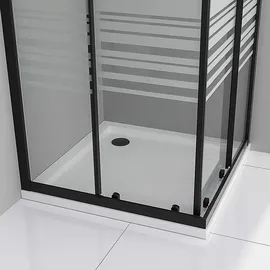 iflair Danielle Eck-Duschkabine mit Schiebetür rechts 75 x 180 cm Schwarz teilsatiertes Sicherheitsglas DK79