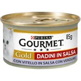 Gourmet Purina Gold Feuchtigkeit Katzenwürfel in Sauce mit Kalbsleder aus Sauce mit Gemüse - 24 Dosen à 85 g pro Packung (24 x 85 g)