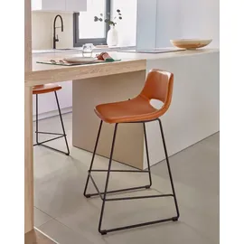 Kave Home 2er-Set Kave Home Barhocker Ziggy Lederoptik Braun