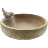 Dekoleidenschaft Vogeltränke aus Terracotta, im Antik-Look mit Zier-Vogel, Futterstelle, Wassertränke, Wasserschale, Gartendeko für Draußen, - Beige