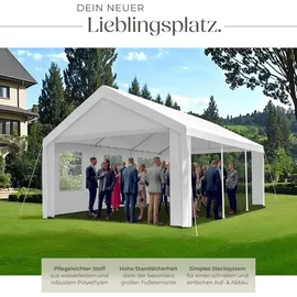 Tectake Pavillon 6 x 4 m mit Seitenteile weiß