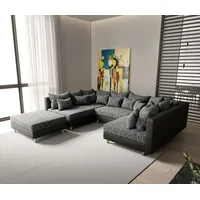 DELIFE Wohnlandschaft Clovis Schwarz Modulsofa mit Hocker, Design Wohnlandschaften, Couch Loft, Modulsofa, modular