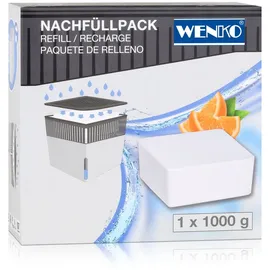 Wenko Nachfüller Raumentfeuchter Cube 1000 g Nachfüllpack, reduziert Schimmel & Gerüche, 1 kg Granulatblock