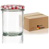 BigDean 24x Sturzgläser 350ml - Einmachgläser Einweckgläser Schraubgläser - Made in Germany - Marmeladengläser mit Schraub-Deckel TO 82 - Rot kariert