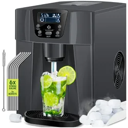 KESSER® Eiswürfelbereiter   Eiswürfelmaschine Edelstahl   100W  Ice Maker   12 kg 24 h   2 Würfelgrößen   Zubereitung in 6 min   2 Liter Wassertank   Timer   LCD-Display   Wassertank