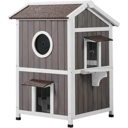 VEVOR Katzenhaus Katzenhöhle Katzen Hütte Holz Outdoor Asphaltdach 590x650x920mm