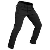 Wespornow Herren Wanderhose Wasserdicht Softshellhose Outdoorhose Thermohose Winddichte Skihose Warm Gefüttert Trekkinghose Schneehose für Skifahren, Hundesport und Klettern (Schwarz, 3XL) - 3XL