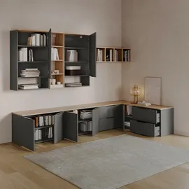 livinity® Wohnwand, Piave Anthrazit, 2 Teile