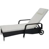 Poly-Rattan Sonnenliege Cesena anthrazit Kissen beige