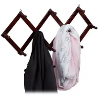 Relaxdays Wandgarderobe 2 x Holz Dunkelbraun