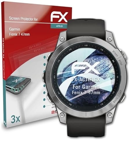 atFoliX Schutzfolie kompatibel mit Garmin Fenix 7 47mm Folie, ultraklare und flexible FX Displayschutzfolie (3X)