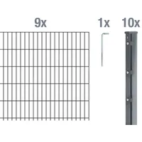 GAH Alberts Alberts Doppelstabmattenzaun 8-6-8, 2,5 m Matte, Höhe 63-243 cm, Länge 10-30 m, Farbe:anthrazit, Zaun-Länge:22.5 m, Zaun-Höhe:123 cm