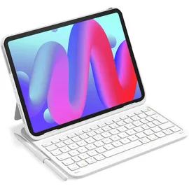 Inateck Hülle mit Tastatur für iPad 10. Generation, iPad 11 Gen. A16 2025, Air 11 Zoll, Pro 11 Weiß