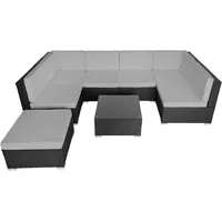 Tectake Venedig Rattan Lounge schwarz/grau