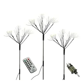 MARELIDA LED Gartenstecker Feuerwerk Firework Fernb. Leuchtstäbe 3er Set schwarz