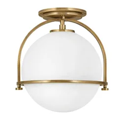 Licht-Erlebnisse Deckenleuchte SAGAR Messing Antik, Weiß, Vintage Design, 1x E27 bis 60W LE121408