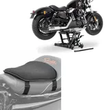 Set: Hebebühne Midlift L passend für Chopper / Custombike bis 680 kg sw ConStands mit Gel Sitzkissen M Universal Komfortkissen sw CB38662