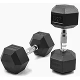 SUPRFIT - Hexagon Kurzhanteln paarweise mit gummiertem Eisenkern - Fitness Gewichte Hanteln 2 x 12.5 kg mit rutschfestem Chromgriff - Premium Kurzhantel Set für Calisthenics, Krafttraining & Crossfit