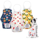 MICOOYO Hundewindel, Einteiler, Sanitärhöschen, Wiederverwendbare Hundewindeln für Hunde Welpen, waschbare Hundehose mit verstellbarem Hosenträger, Blumen, L