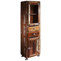 Massivmoebel24 Vitrine Altholz 55 x 38 x 190 cm Mehrfarbig
