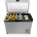 Brandson - ECO Kompressor Kühlbox XXL elektrisch - 30L Getränke Kühlschrank - Gefrierbox Kühlung bis – 22°C - Autokühlbox mit ECO Modus - 30 Liter 12V 24V KFZ – für LKW Auto Camping Boot – Cool Grey