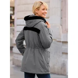 Anorak CLASSIC BASICS, Damen, Gr. 46, grau (anthrazit), 100% Polyester, Pelzimitat:100% Polyester, Wattierung:100% Polyester, unifarben, Langarm, Jacken