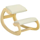 HOMCOM Ergonomischer Kniestuhl aus Holz mit gepolstertem Kissen – 55 x 85 x 55 cm – Creme