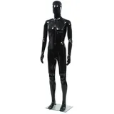 vidaXL Männliche Schaufensterpuppe mit Glassockel Mannequin Schwarz 185 cm