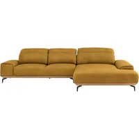 Musterring Wohnlandschaft MUSTERRING "MR 2490 Ecksofa mit erstklassigem Sitzkomfort, Long-Life-Leder", gelb (kurkuma, s), B:342cm T:207cm, Sofas, Wohnlandschaft, Fuß Schwarz, Sitzhöhe 46cm, wahlweise mit Funktionen, Maße 342x207 cm