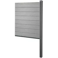 MCW WPC-Sichtschutz Savoie Zaun Windschutz WPC-Pfosten Zum Einbetonieren - Erweiterungselement Schmal 98cm Grau