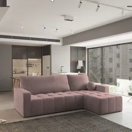 masseno Ecksofa VOLIRA Rosa, Plüsch-Stoff mit Schlaffunktion