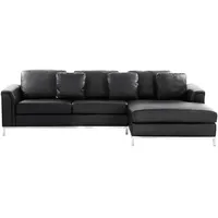 Beliani Ecksofa OSLO in Schwarz/Silber - (W) 270 x (H) 64 x (L) 151 cm | Gr.: onesize