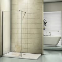 AICA Walk in Dusche 76x185cm Duschwand Duschtrennwand 6mm Easy-clean Nano Glas mit Stabilisierungsstange