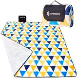 SPRINGOS Picknickdecke Campingdecke mit wasserfester Unterseite Faltbare Strandecke Tragegriff 200 x 200 cm Dreieck-Musterung