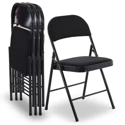 Klappstuhl 4er-Set, klappbarer Gästestuhl, gepolstert, stabil und bequem, Belastbarkeit 130 kg, Schwarz/Schwarz, Raburg Elias