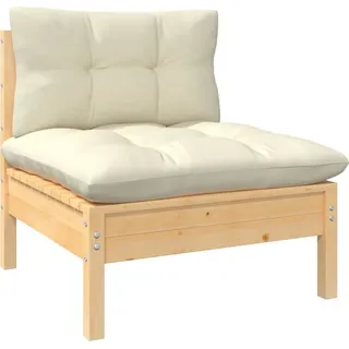 vidaXL 11-tlg Garten-Lounge-Set mit Creme Kissen Kiefernholz