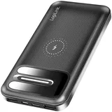 Logilink PA0305 Powerbank, LiPo, 8000 mAh, kabelloses Laden für QI-fähige Geräte, zusätzliches Aufladen per USB (1x Typ-C, 1x Micro-USB)