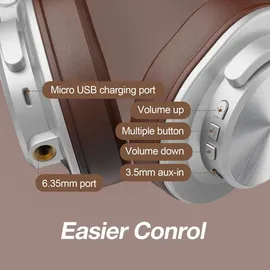 OneOdio Fusion A70 Over Ear Headset Bluetooth® Stereo Silber, Braun High-Resolution Audio Headset, Schwenkbare Ohrmuscheln DJ
