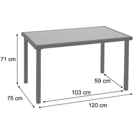 MCW MCW-G19 Gartentisch 120 x 75 x 71 cm Grau/Braun