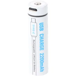 Rundzelle 18650, Li-ion, 3,7V, 2200mAh, 8,1Wh, mit USB-C Charging Port, 69,9mm x 18,3mm