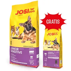 JOSERA JosiDog Junior Empfindlich 15kg + 2,7kg GRATIS!!